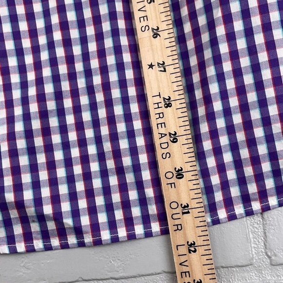 Robert X Graham Shirt Mens 2XLarge Blue Orange Gingham Check Tailored Fit - Picture 11 of 12